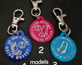 INHALER IN BAG Keychain Custom Mediacla Alert · Asthma Inhaler Keychain · Asthma Awareness · Asthma Alert· I Carry an Inhaler Keychain ·