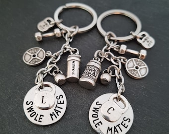 Couple Keychain Swole Mates Shaker 100% Whey · personalized gift · Bff Gifts · anniversary gifts · anniversary gift · Fitness Gift·Wod & Fit