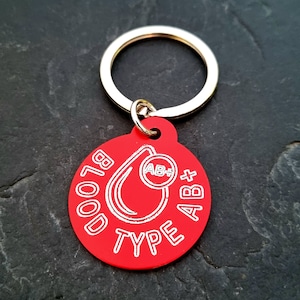 Keyring Blood Group Type · Aluminum Customizable - Organ Donor ·Blood Donor · Medical Alert id - Blood Thinner- ICE Information · Medical Id