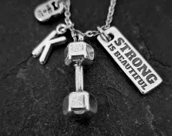 Gym Necklace BIG Dumbbell Custom Motivation Workout Gifts · Fitness Gift · Gym Gifts · Custom Name Necklace · Boyfriend Gift · Wod & Fit
