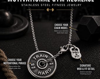 Gym Necklace Motivation Weight Plate · BFF Gifts · Boyfriend Gift · Girlfriend Gift · Coach Gift · Weight lifting · Gym Gifts · Wod & Fit