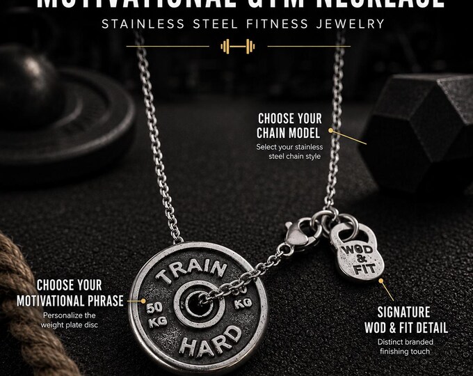 Gym Necklace Motivation Weight Plate · BFF Gifts · Boyfriend Gift · Girlfriend Gift · Coach Gift · Weight lifting · Gym Gifts · Wod & Fit