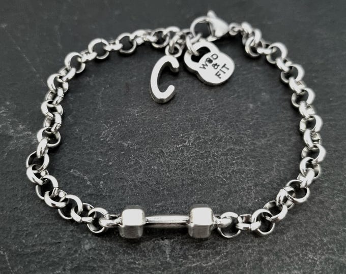 Gym Bracelet Dumbbell Workout Gifts · Personal Trainer ·Bodybuilding · Fitness Gifts ·Unisex Bracelet · Gym Gifts · Crosstraining ·Wod & Fit
