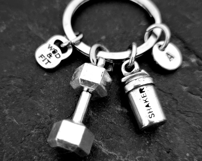 GYM Keychain Dumbbell and Shaker · GYM Gift · Fitness Jewelry · Bodybuilding · Boyfreind Gift· Best Friend Gift · Girlfriend Gift· Wod & Fit