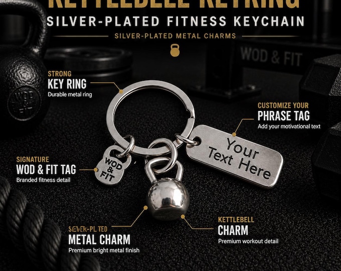 Kettlebell Gym Keychain Custom Motivation Fitness Keyring, Workout Gift for Gym Lover and Lifter · coach gift, workout partner Wod & Fit