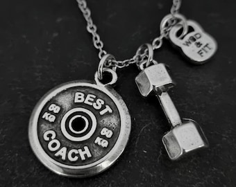 Gym Necklace Dumbbell Medium Weight Plate Santiago Workout Gifts · Motivation Gift · Gym Gifts · Bodybuilding · Fitness Gifts · Wod & Fit