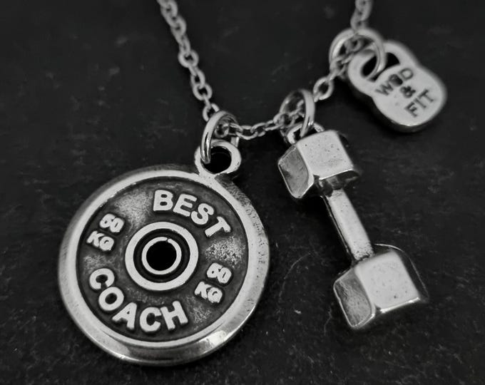 Gym Necklace Dumbbell Medium Weight Plate Santiago Workout Gifts · Motivation Gift · Gym Gifts · Bodybuilding · Fitness Gifts · Wod & Fit