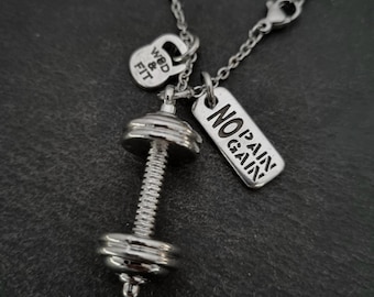Gym Barbell Custom Necklace · Personalized gift · Fitness · Weight lifting· Bodybuilding · Crosstraining · Bff gIfts · Name Gift · Wod & Fit