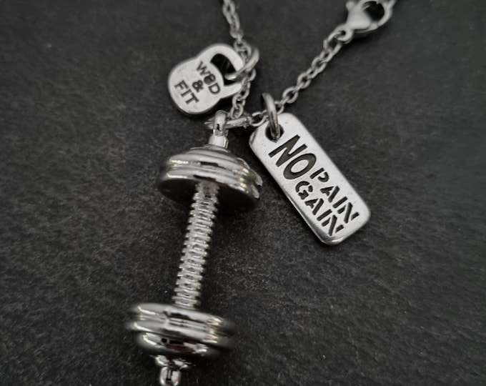 Gym Barbell Custom Necklace · Personalized gift · Fitness · Weight lifting· Bodybuilding · Crosstraining · Bff gIfts · Name Gift · Wod & Fit