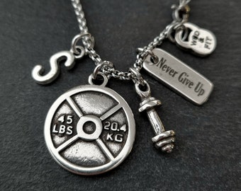 Gym Necklace Erin Workout Weight Plate 45lbs · Mens necklace · Birtday Gift · Custom name necklace · Boyfriend Necklace · Gym Gift Wod & Fit