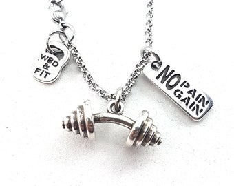 Custom Necklace GYM Bent Barbell Deadlift ·  Weight Lifting Gift · Crosstraining · Bodybuilding · Personalized Gift · Gym Necklace·Wod & Fit