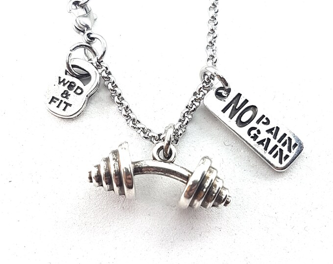 Custom Necklace GYM Bent Barbell Deadlift ·  Weight Lifting Gift · Crosstraining · Bodybuilding · Personalized Gift · Gym Necklace·Wod & Fit