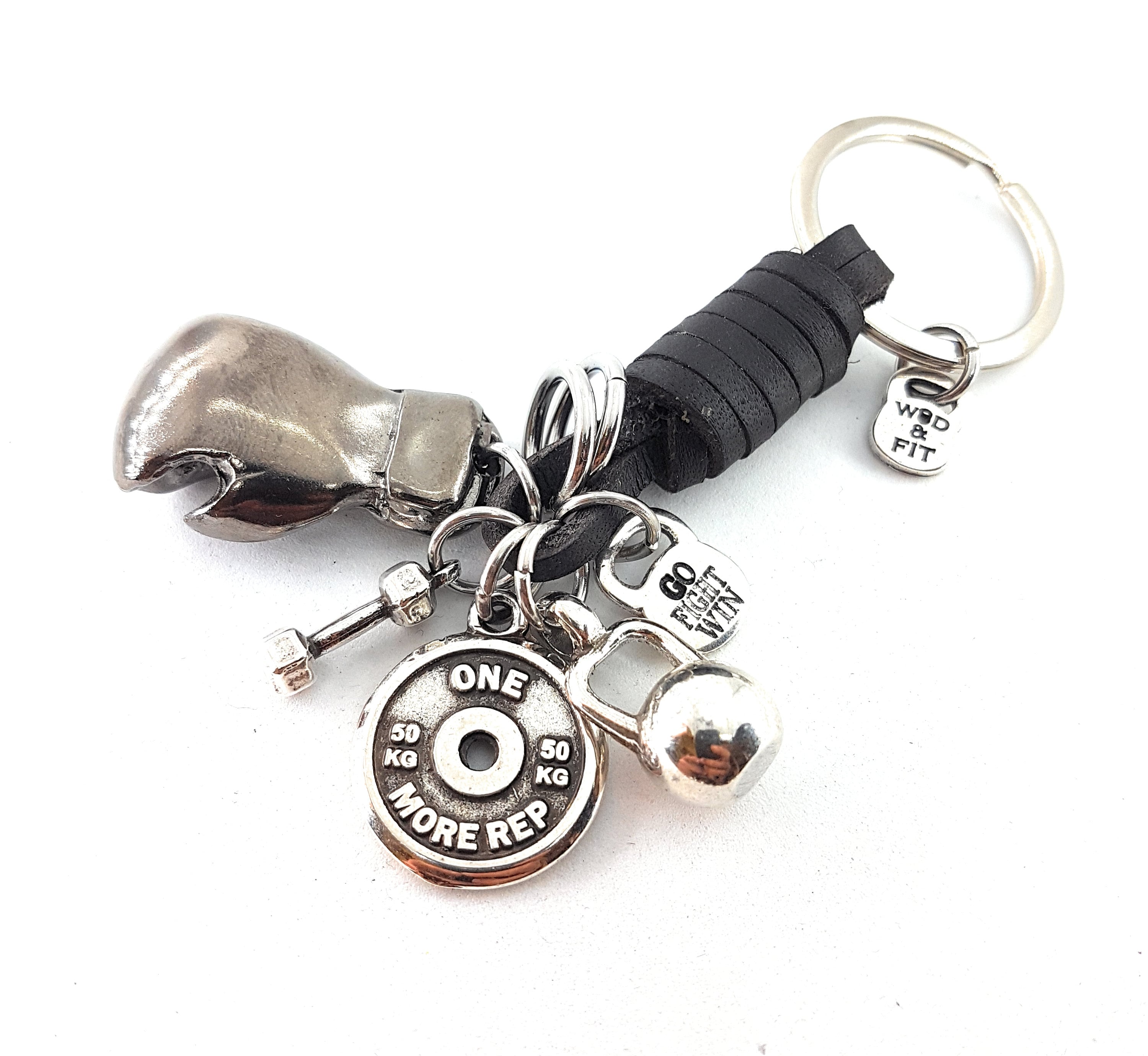 Boxing Glove Keychain Dark BROWN Leather Keychain Boxing Challenge