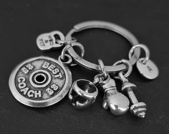 Custom Coach Gift Boxing Glove Keychain Weight Plate - Perfect MMA UFC Enthusiast Present - Unique Kickboxing · Gym Coach Gift ·Wod & Fit