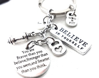 Custom Keychain You are braver than you believe.. Personalized Gift · Fitness Gift · Girlfriend Gift · Bff Gifts · Daughter Gift · Wod & Fit