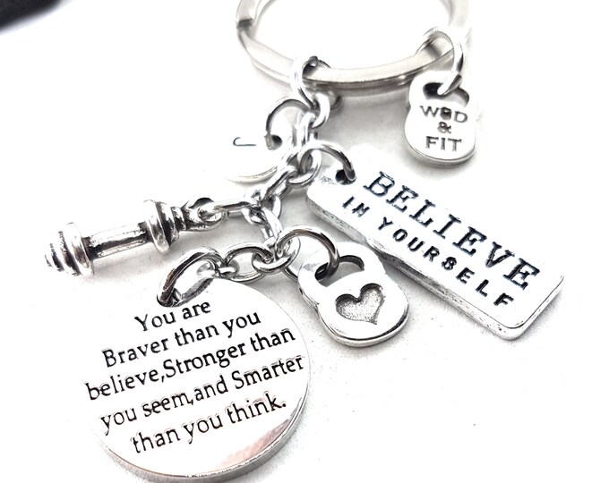 Custom Keychain You are braver than you believe.. Personalized Gift · Fitness Gift · Girlfriend Gift · Bff Gifts · Daughter Gift · Wod & Fit