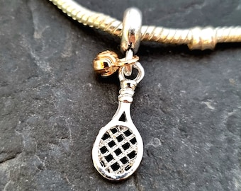 Tennis Racket for Bracelet Charm with Ball Gift for Tennis Lover - Padel Tennis gift -Gift for Padel - Paddle Shovel Gift- Woman Earrings