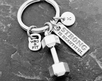 Gym Keychain Strong is Beautiful Dumbbell · Gym Gifts · Personal Trainer· gift for her · Bodybuilding · Fitness Gift· Sport Gifts ·Wod & Fit