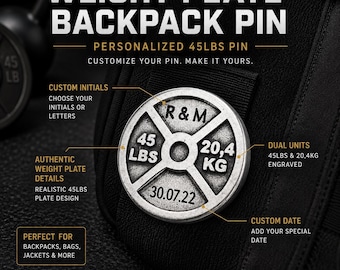 Custom Weight Plate Gym Pin, Personalized Fitness Lapel Pin for Backpack, Jacket, Gym Bag or Coach Gift · Wod & Fit