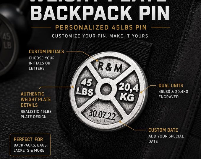 Custom Weight Plate Gym Pin, Personalized Fitness Lapel Pin for Backpack, Jacket, Gym Bag or Coach Gift · Wod & Fit