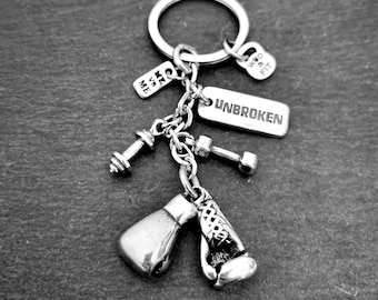 Boxing Gloves Keychain Double JAB Boxing Coach gift - Muay Thai Gifts·ufc gloves MMA- Gifts -Boxing love gifts - Gift for Boxing Wod & Fit