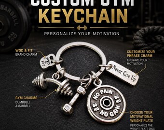 Gym Keyring Cluster Workout · Personalized Gift · Boyfriend Gigt · Birthday gifts · Custom Keychain · Fitness Gift · Bff Gifts · Wod & Fit 