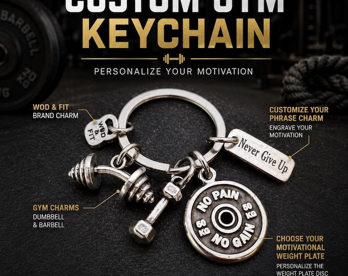 Gym Keyring Cluster Workout · Personalized Gift · Boyfriend Gigt · Birthday gifts · Custom Keychain · Fitness Gift · Bff Gifts · Wod & Fit 