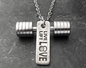 Gym Necklace Strongman Gym Gifts ·Custom Necklace ·Barbell Necklace - Power Lifting - Bodybuilding -Weight Lifting - Crosstraining Wod & Fit