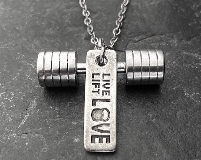 Gym Necklace Strongman Gym Gifts ·Custom Necklace ·Barbell Necklace - Power Lifting - Bodybuilding -Weight Lifting - Crosstraining Wod & Fit