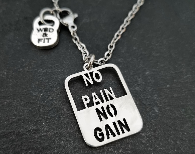 Gym Gift No Pain No Gain Necklace Motivation Custom Gifts · Bodybuilding Gift · Weight Lifting - Fitness Jewels · Coach Gift· Wod & Fit