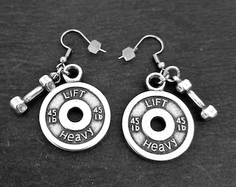 Fitness Inspired Barbell Earrings for Bodybuilders and Weightlifters - Gym Jewelry · Gym Rat ·Jewelry for Strong Women · Gym Gift  Wod & Fit