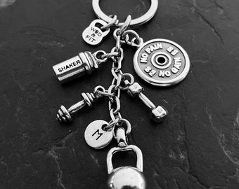 Gym Keychain Kettlebell Protein Shaker Initial Motivation Weight Plate· Bodybuilding · Gym Gifts · Fitness Gifts · Coach Gift · Wod & Fit