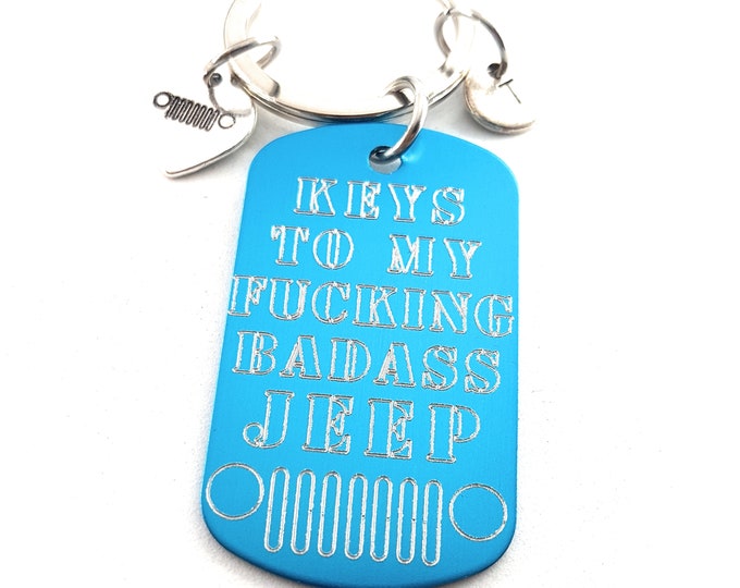 Keychain Keys To My Fucking BADASS Jeep Classic Grille Gift - Jeep Wrangler Accessories -Jeep - Jeep Gifts For Her - Jeep Wrangler - Jeep