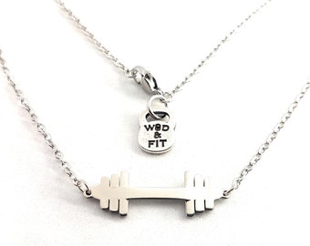 GYM Necklace Flat Barbell · Fitness Jewels · Bodybuilding · Gym Gifs ·Bff Gifts ·Bithday Gift · Weight Lifting GYM · Crosstraining·Wod & Fit