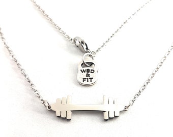 GYM Necklace Flat Barbell · Fitness Jewels · Bodybuilding · Gym Gifs ·Bff Gifts ·Bithday Gift · Weight Lifting GYM · Crosstraining·Wod & Fit