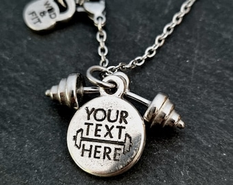 Barbell Gym Necklace Custom Gift · Gym Gift- Weight Lifting· Custom Necklace Gift · Powerlifting · Fitness Necklace · GYM · Wod & Fit