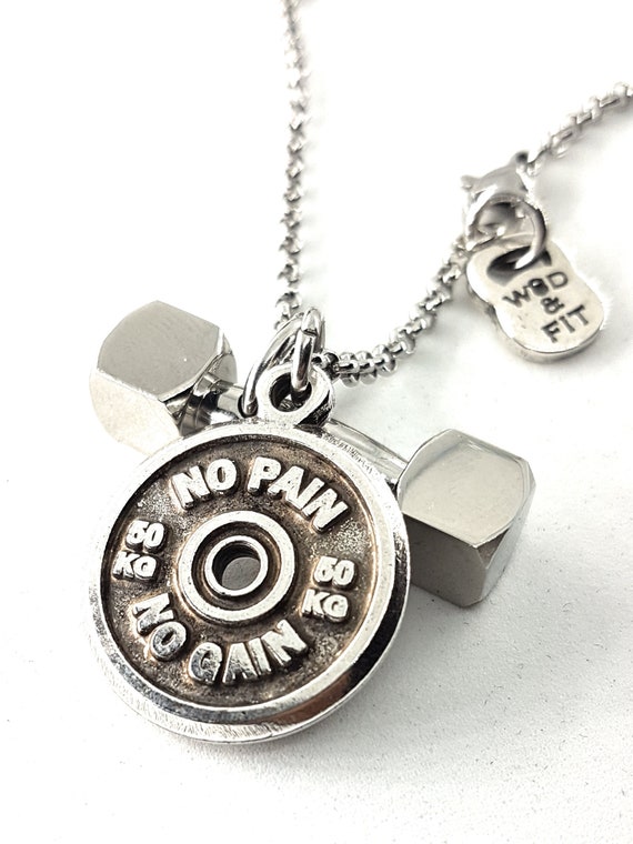 Never Give Up Bodybuilder Gifts Weightlifting Bodybuilding Weight Loss  Necklace