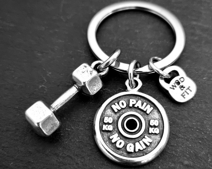 Gym Keyring Dumbbell Motivation Weigth Plate · Bodybuilding · Gifts for dad · Fitness Gift · Custom keychain · Best friend gift · Wod & Fit