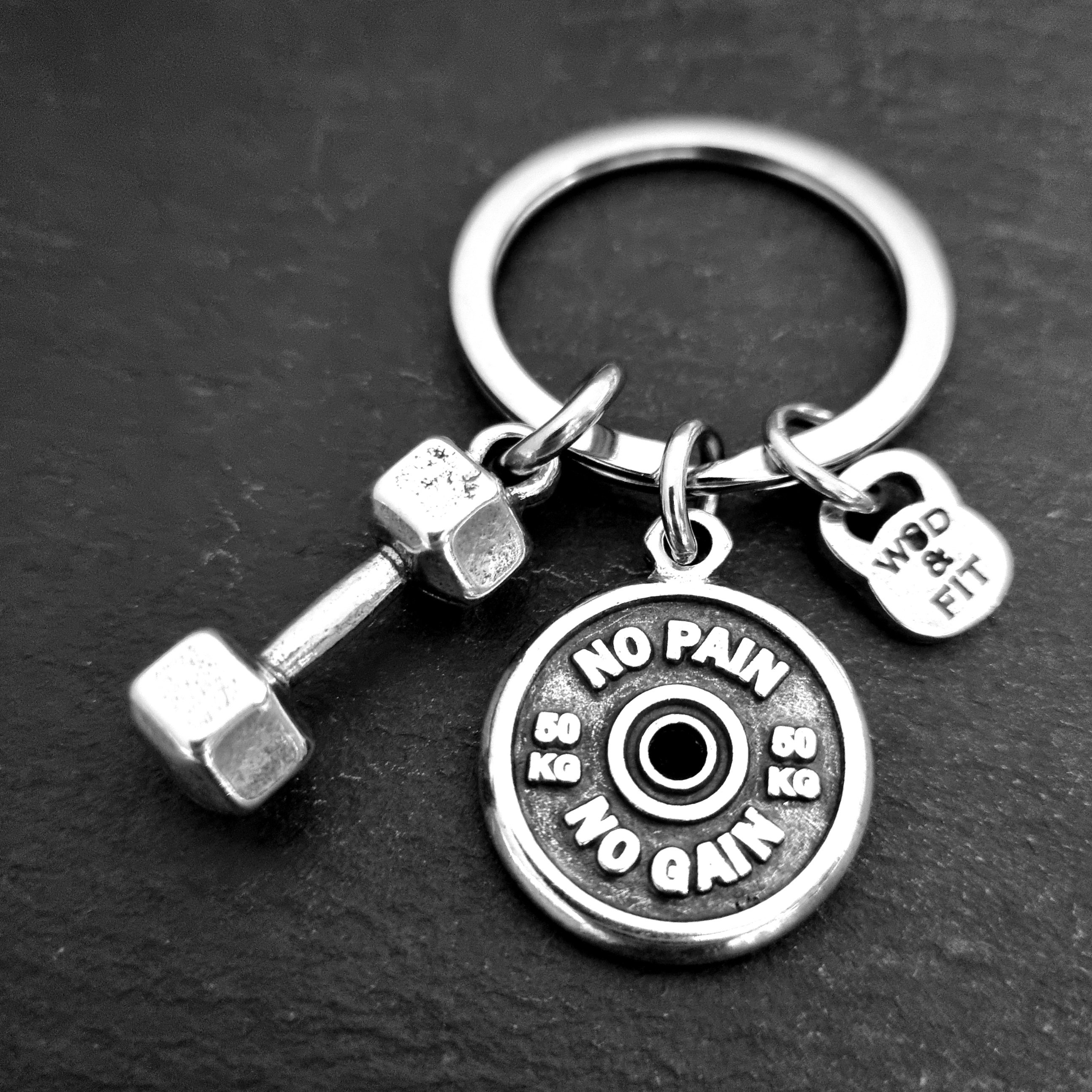 Gym Key ring Train Beyond Pain Dumbbell · Initial Keychain · Gym