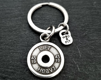 Llavero Gimnasio Disco Lift Heavy 45lb -Regalo Gym- Joyas Bodybuilding- Halterofilia - Powerlifting- Crosstraining -Weight lifting Wod & Fit