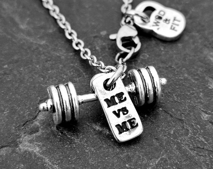 Gym Custom Necklace Barbell Motivation · Fitness Jewels · Gym Gift· Bodybuilding · Personalized Gift · Bff Gifts · Birthday Gift ·Wod & Fit