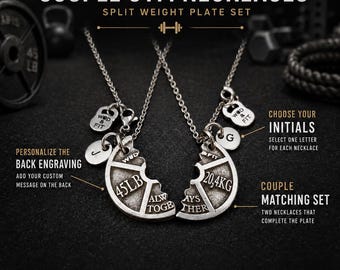 Couple Gym Necklaces, Matching 45 lbs Weight Plate Jewelry, Fitness Gift for Workout Partners  Always Together·Train Together Wod & Fit