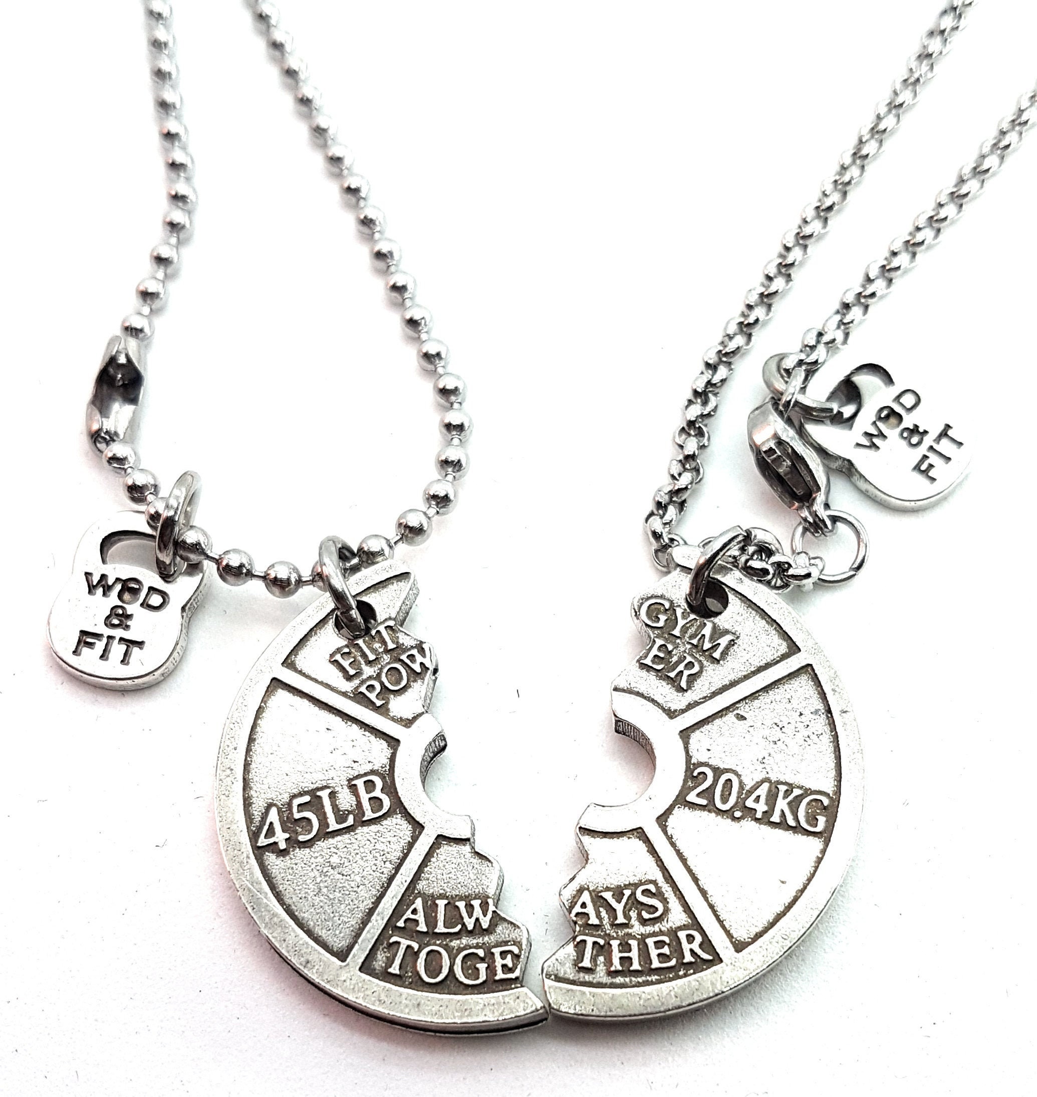 Couple Necklaces Weight Plate 45lbs Always Together.Train Together/Stay