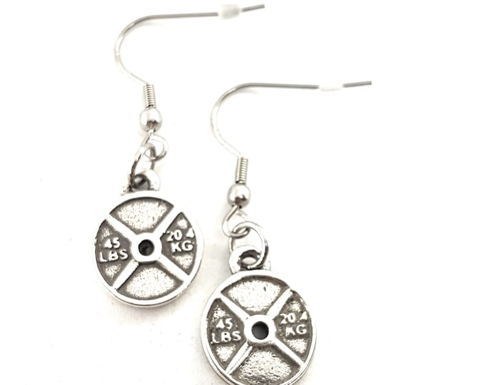 Gym Earrings Weight Plate 45lbs · Gym Gifts - Bodybuilding  · Fitness Gifts · Crossfit Gift · Weight lifter · girl power · Womans ·Wod & Fit