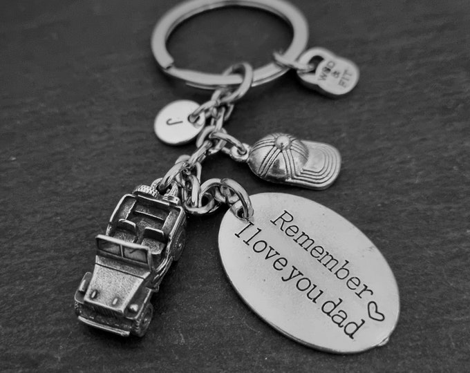 Offroad Keychain Remember I Love you DAD Cap and initial - Wrangler -Off Road Lovers - 4x4 Offroad Motivation Gift · Dad Gift · Dad Keychain