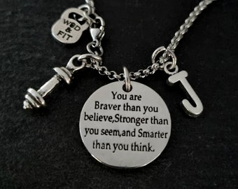 Motivational Necklace You are Braver than you believe... Women Gift · Girl Necklace · Girlfreind Gift · Mom Gift · Motivation Gift·Wod & Fit