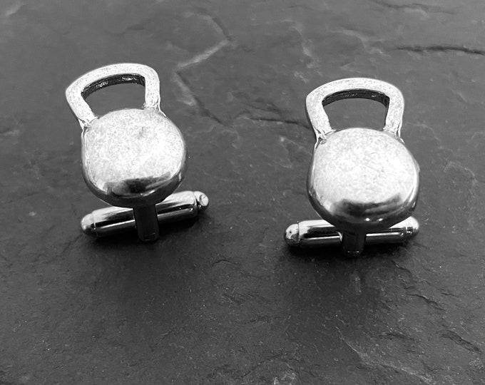 Kettlebell Cufflinks Slim · Shirt Cuff links · Fitness Gift · Bodybuilding Gift · Gym Gifts · Boyfriend Gift · Crosstraining Gift· Wod & Fit