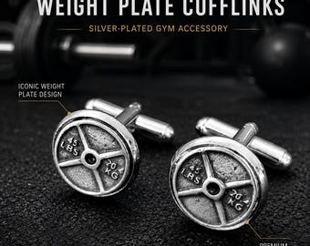 Fitness Lover's Gift - Workout Inspired Cufflinks, 45lbs Weight Plate Design ·Unique Fitness Gift for Him·Gift for Gym Enthusiasts Wod & Fit