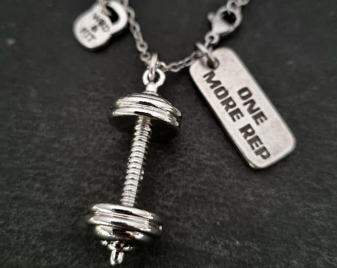 Gym Barbell Custom Necklace · Personalized gift · Fitness · Weight lifting· Bodybuilding · Crosstraining · Bff gIfts · Name Gift · Wod & Fit