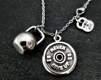 Necklace Big Kettlebell Motivation Weight Plate · Bff Gifts ·Personalized Gift · Gym Gifts · Fitness · Crosstraining · Gym Gifts · Wod & Fit